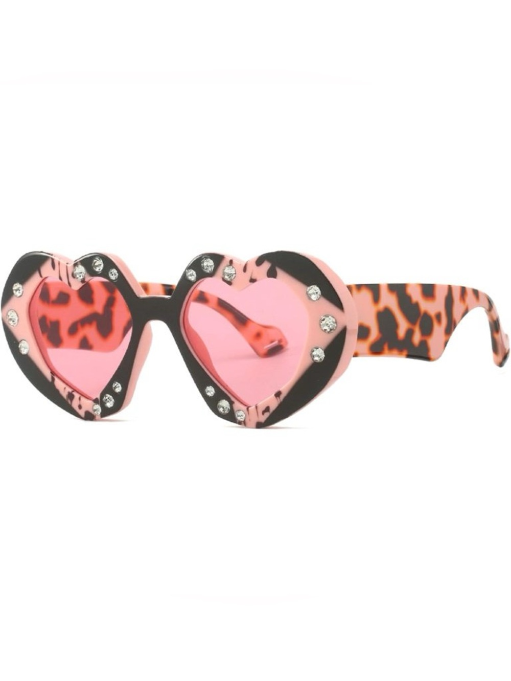 Adult festival party Heart-Shaped Pink Rhinestone Sunglasses sheer lens